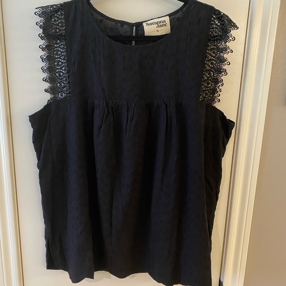 Sleeveless black summer blouse